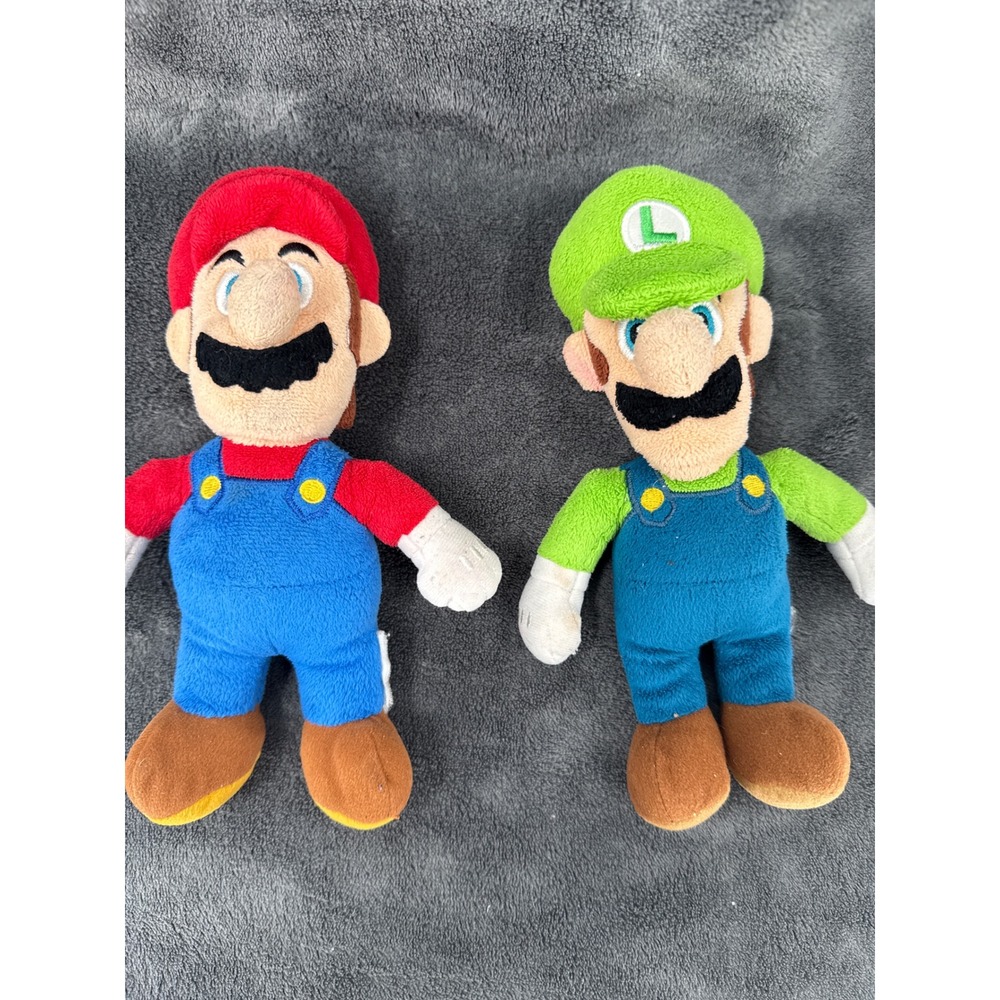 Nintendo 9" Mario and Luigi Plush Set Unisex Red Green Blue Video Game Toys